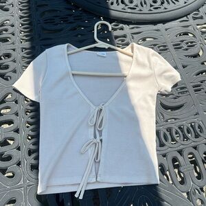 Wilfred White Tie-Front Crop Blouse